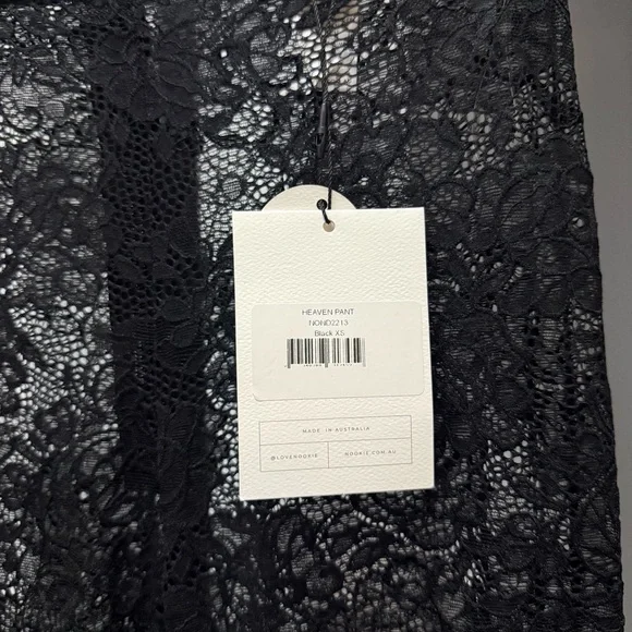 Nookie Black Lace Heaven Pant in Black Grunge Flare Stretch 90s Size XS - Picture 4 of 7